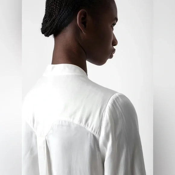NWT ✨ Zadig & Voltaire White Blouse ‘Twina Satin’ Sz Small $348 - Picture 3 of 13